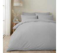 Appletree - Parure de lit argentée - Lit Double (200 x 200 cm) - Doux et Luxueux 100% Coton - Housse de Couette Unie Gris Clair Buffered by Hotel Style