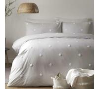 Appletree Parure de lit Double Signature - Motif Jardin à Pois - 100% Coton - Blanc à Pois argentés - Comprend 1 Housse de Couette (200 x 200 cm) et 2 taies d'oreiller (50 x 75 cm)