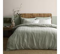 Appletree Parure de lit Double tissée teintée à Larges Rayures 200 x 200 cm - Vert texturé avec Finition en Coton Doux mélangé - Comprend 2 taies d'oreiller