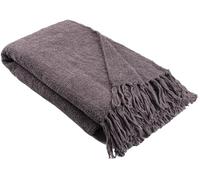 Appletree Plaid chenille gris (130 x 180 cm) - Jeté de canapé gris anthracite - Jeté de canapé texturé en gris foncé - Couverture tissée grise - Couverture en tricot gris ardoise - Jeté avec pompons -
