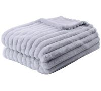 Appletree Plaid en Fausse Fourrure - Gris - 180 x 130 cm - Couverture en Peluche Douce pour canapé ou lit - Imitation Fourrure de Lapin de Luxe - Réversible et rembourré - Coussin Assorti Disponible