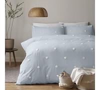 Appletree Signature Dot Garden Parure de lit tuftée 100% Coton, Bleu Canard/Blanc, très Grand lit