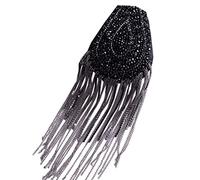 Applique à franges avec panneau décoratif effilé | Finition noire décorée, panneau décoratif effilé, détails de chaîne superposés, ornement dimensionnel pour garniture de