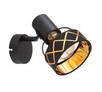 Applique abat-jour textile spot orientable Spot mural noir or, métal, douille E27, LxPxH 15,5x11x16 cm