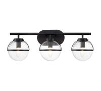 Applique applique murale lampe de salle de bain acier verre noir L 60,6cm design vintage