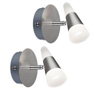 Applique, applique, spot mural, spot, veilleuse, spot mobile, métal nickel satiné mat, 1x LED 5W 300Lm blanc chaud, LxHxP 12x14x13 cm, lot de 2