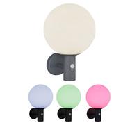 Applique avec détecteur de mouvement lumière extérieure lampe boule anthracite capteur LED applique murale maison, verre acier inoxydable, contrôle app CCT, Smart RGB LED 8,5W 806Lm, DxH 25x37 cm