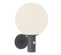 Applique avec détecteur de mouvement lumière extérieure lampe boule anthracite capteur LED applique murale maison, verre inox, LED 7W 806lm 2700K blanc chaud, DxH 25x37 cm