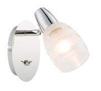 Applique avec interrupteur Petite applique mobile Spot light, métal verre satiné chromé, 1x douille E14, HxLxÜ 16,5x9x16 cm