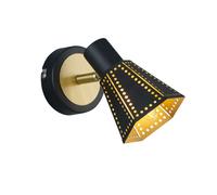 Applique avec spot orientable lampe de lit noir or, métal, perforations décoratives, 5,5W 470lm pourquoi blanc, LxH 9,5x17 cm