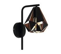 Applique CARLTON 4 E27 1X60W en acier noir et aspect cuivre-antique 160x0x315mm