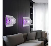 Applique murale chromée, boule tressée, lampe de salon, lampe de couloir, acier brossé, LED décorative violette, 1x douille G4, Lxl 17x17 cm, lot de 2