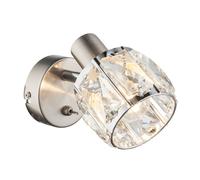 Applique cristaux de verre interrupteur salon chrome éclairage intérieur nickel mat, spot mobile, 1x E14, H 12,5 cm