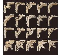 Applique d'angle en bois naturel Floral sculpté, Figurine artisanale, accessoires de décoration pour la maison, décalcomanie de décoration murale de fond M-19.5cmX15cm