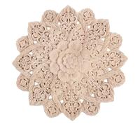 Applique de Fleur Ronde en Bois pour Meubles, Style Français Vintage | Bois Brut Ajouré, Pose Facile et Entretien Simple, Effet D’ombre Profond, pour Meubles et Fonds de Canapé