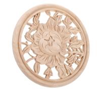 Applique de Meuble Sculptée en Bois, Ovale 20cm, Décorative | Bois Brut, Détails de Sculpture Fins, Style Européen, Pose Facile, Teinte Khaki, pour Armoire et Lit