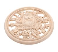 Applique de Meuble Sculptée en Bois, Ovale, 20cm, Style Européen | Décor Sculpté D'angle, Finition Khaki, Détails Finement Travaillés, pour Portes, Armoires et Mobilier