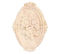 Applique de Meubles en Bois Inachevée, Fleur Sculptée Ovale Beige | Décoration Murale et Mobilier, Finition Lisse, Pose Facile, Usage DIY Maison, Design Élégant