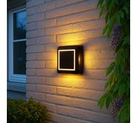 Lampe solaire noire Lampe extérieure Applique murale Lampe de jardin Projecteur de sol Piquet de terre, 3 niveaux de gradation, alu plastique, 1x LED blanc chaud, LxlxH 14x14x3,6 cm