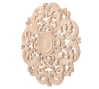 Applique Décorative en Bois Beige Ronde 24cm pour Murs et Meubles | Surface Brute à Peindre, Sculptures de Fleurs Détaillées, Style Vintage Moderne, pour Décorateurs et Ateliers