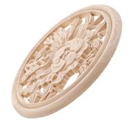 Applique Décorative en Bois Ovale, Style Européen, 20 CM | Finition Khaki, Détails Sculptés, Pose Simple, pour Meubles, Portes et Armoires, Aspect Élégant
