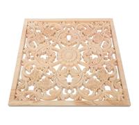 Applique Décorative en Bois Sculpté Carré Ajouré Style Français Vintage | Bois Brut Marron, Texture Naturelle et Veinage Visible, pour Murs Intérieurs, Plafonds, Têtes de Lit