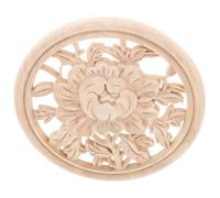 Applique Décorative en Bois Sculpté Ovale Non Peinte 20 CM | Détails de Sculpture Raffinés, Installation Facile, Finition Kaki, pour Meuble, Mur, Armoire et Porte