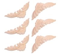 Applique Décorative Style Européen 6 Pièces en Bois Sculpté | Structure Ajourée, Bords Nets sans Chevauchement, Finition Kaki, Usage la Cuisine et Salle de Bains