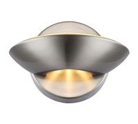 Applique design en optique demi-lune, applique nickel mat spots Up et Down, IP20, 1x LED 3W 210 lumens, 1x LED 4,5W 300 lumens, hauteur x largeur 15,5 x 11 cm