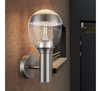 Applique d'extérieur Applique murale à LED Lampe d'extérieur en acier inoxydable Applique murale, sphère claire, 11W 750lm 3000K, LxHxP 15x31,7x17,3 cm