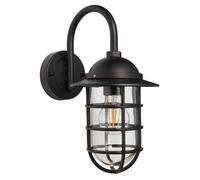 Applique d'extérieur avec cache métallique PORT noir et transparent, 1xE27x10W, aluminium, dimensions : 34x18x27,2 cm, IP44, Endon
