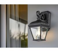 Applique d'extérieur Bayview noire 1xE27x60W en aluminium, dimensions : 27,4 x 14,2 x 17,9 cm, IP44, Elstead