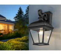Applique d'extérieur Bayview noire 1xE27x60W en aluminium, dimensions : 42,2 x 22,8 x 27,6 cm, IP44, Elstead