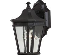 Applique d'extérieur Cotswold Lane noire et transparente, 1xE27x60W, aluminium, dimensions : 29,2 x 16,5 x 19,7 cm, IP44, Feiss