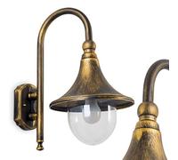 Applique d'extérieur Elgin, lampe murale descendante en fonte d'aluminium brun/or avec disques en plastique, douille E27, lampe d'extérieur rétro/vintage pour terrasse et cour, sans ampoules