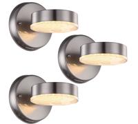 Applique d'extérieur en acier inoxydable, lampe de façade à LED, lampe de porte d'entrée argentée, lampe de jardin, 7W 450lm blanc chaud, L x H 11,5 x 11,5 cm, lot de 3