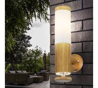Applique d'extérieur en acier inoxydable LED Lampe d'extérieur balcon Applique murale d'extérieur, aspect bois avec LED décorative, 1x E27, LxH 8,5 x 35 cm