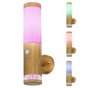 Applique d'extérieur en acier inoxydable LED lampe d'extérieur de jardin avec détecteur de mouvement, contrôle d'application optique en bois dimmable avec LED décorative, 1x Smart RGB LED 10W