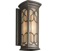 Applique d'extérieur Franceasi, bronze vieilli, 1xE27x60W, aluminium, dimensions : 45,7 x 17,8 x 22,9 cm, IP44, Kichler