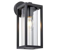 Applique d'extérieur HAMDEN, forme tubulaire et grille, noir et transparent, 1xE27x10W, aluminium, dimensions : 35x13x19,5 cm, IP44, Endon