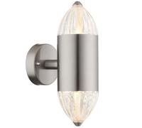 Applique d'extérieur LED argent lampe de jardin éclairage de façade Up Down éclairage de porte d'entrée, 11W 750lm blanc chaud, DxH 8 x 21 cm, Globo 34005W1