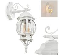 Applique d'extérieur Lentua, lampe murale vers le bas dans un look antique en métal en blanc, E27, lampe d'extérieur rétro/vintage pour terrasse, véranda et cour, IP44, sans ampoules