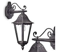 Applique d'extérieur Lignac, applique descendante look antique, fonte d'aluminium noir/argenté avec vitres transparentes, E27, lampe d'extérieur rétro/vintage pour terrasse et cour, sans ampoules