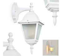 Applique d'extérieur Naofe, applique descendante en métal/verre en blanc/verre laiteux, applique de style champêtre classique, E27, ampoule(s) non incluse(s), IP44