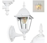 Applique d'extérieur Naofe, applique verticale en métal/verre en blanc/clair, applique de style campagnard classique, lampe d'extérieur pour terrasse, 1 x E27, ampoule(s) non incluse(s), IP44