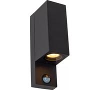Applique d'extérieur noire avec détecteur 2 x GU10 7W ZARO Lucide