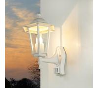 Applique d'extérieur « Paris » avec détecteur de mouvement, blanc et or, E27, lampe d'extérieur rétro pour balcon