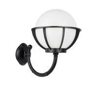 Applique d'extérieur sphère blanche ou fumée 25 cm 1xE27 noir IP43 SU-MA Kule K 3012/1/KPO 250