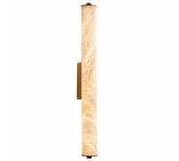 Applique en Albâtre Naturel et Marbre - Murale Moderne pour Salle de Bain, Vanité, Salon - Base Cylindrique en Pierre et Laiton - Éclairage Mural