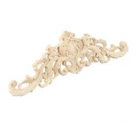 Applique en bois d'hévéa sculpté 30 cm non peint pour meubles | Matériau en bois d'hévéa, taille 30 x 8,5 x 0,8 cm, motif sculpté à la main, lisse, sans bavures, non peint, prêt à teindre